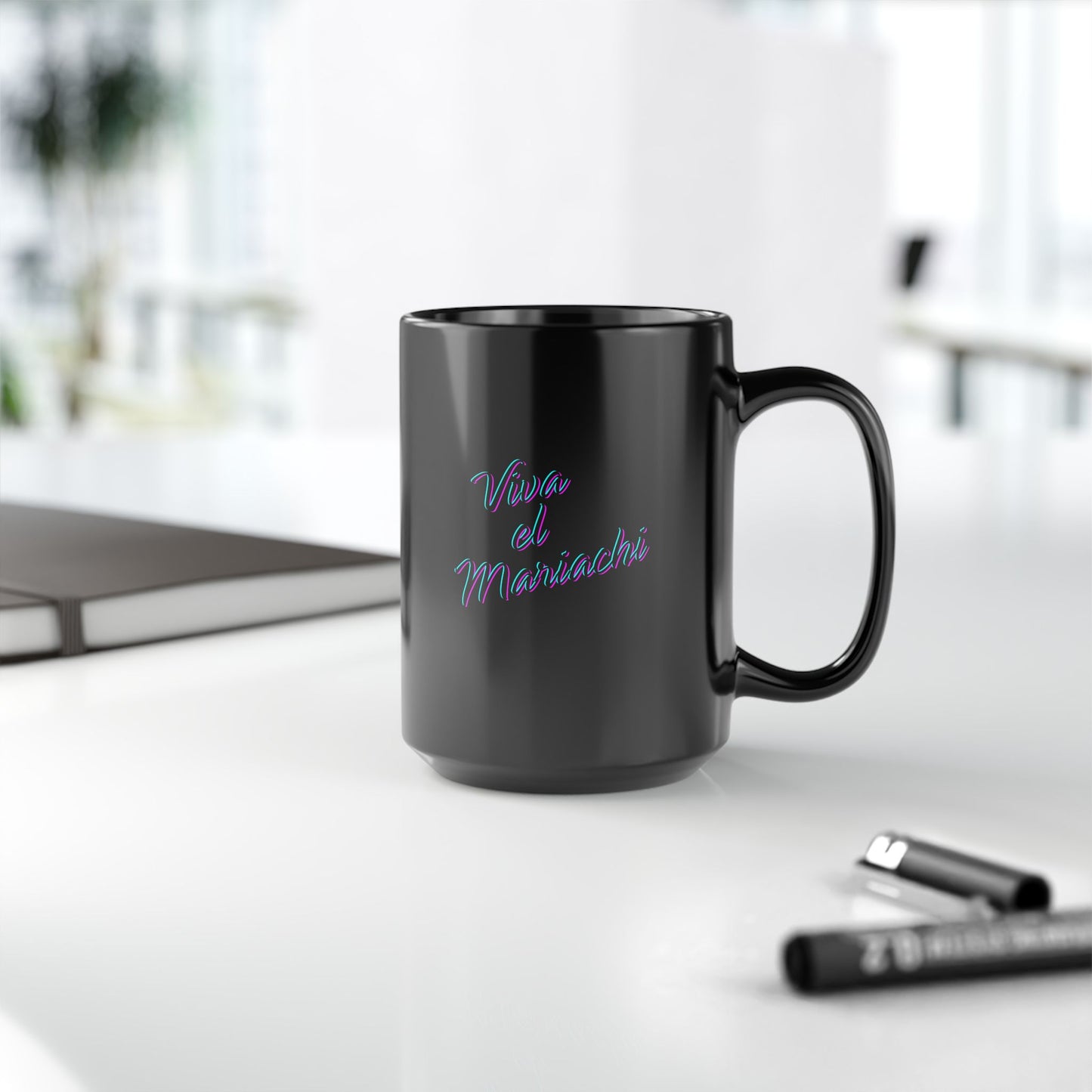 Neon Viva El Mariachi Black Mug (11oz, 15oz)
