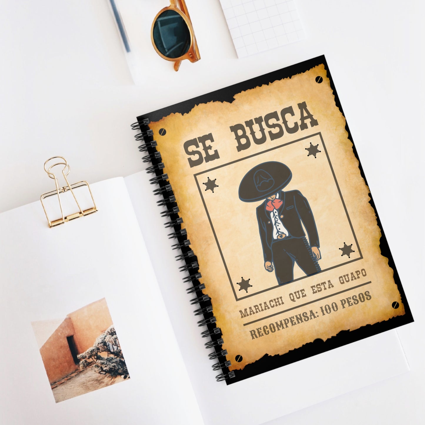 Wanted Mariachi Guapo Spiral Notebook - Ruled Line