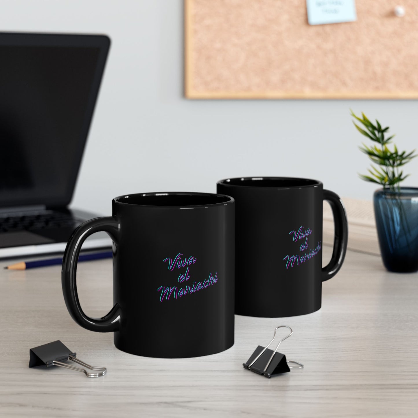 Neon Viva El Mariachi Black Mug (11oz, 15oz)