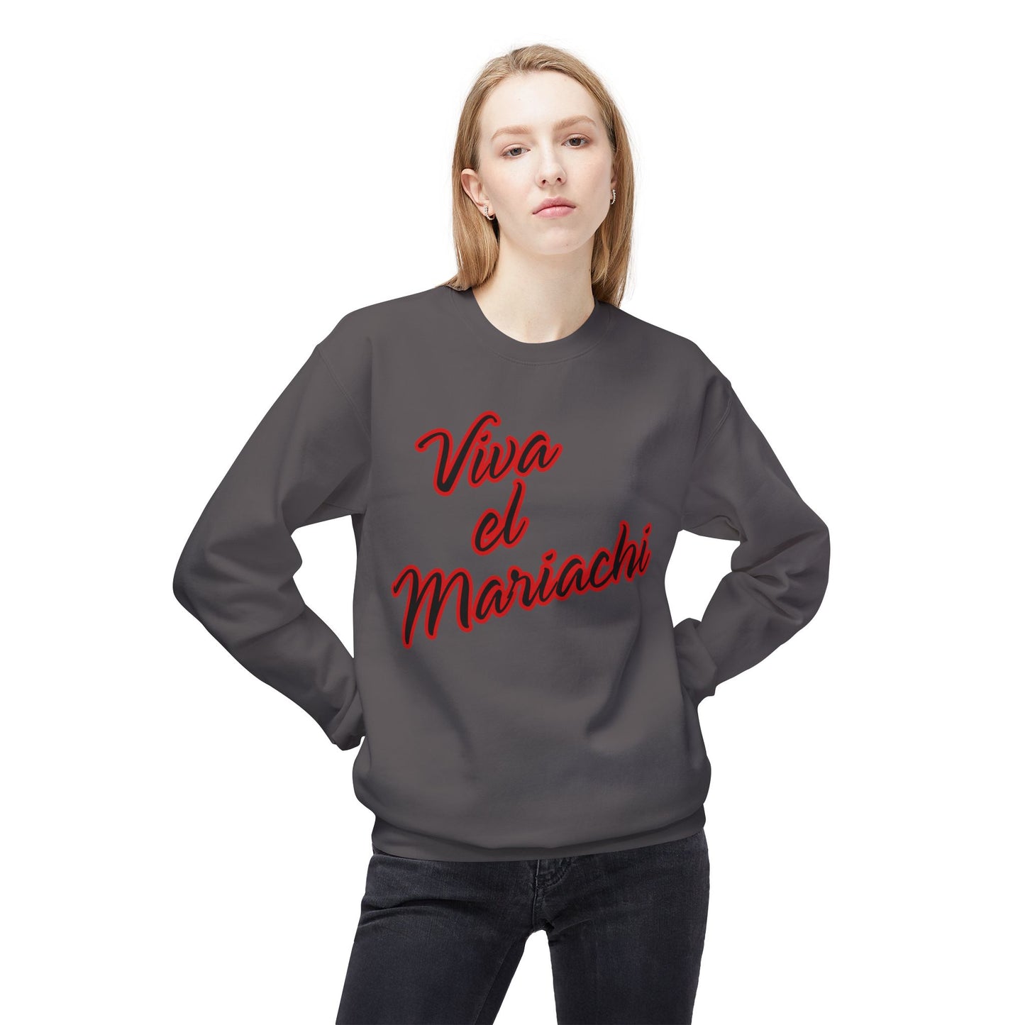 Red Viva El Mariachi Unisex Midweight Softstyle Fleece Crewneck Sweatshirt