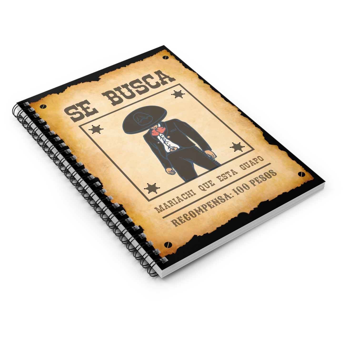 Wanted Mariachi Guapo Spiral Notebook - Ruled Line