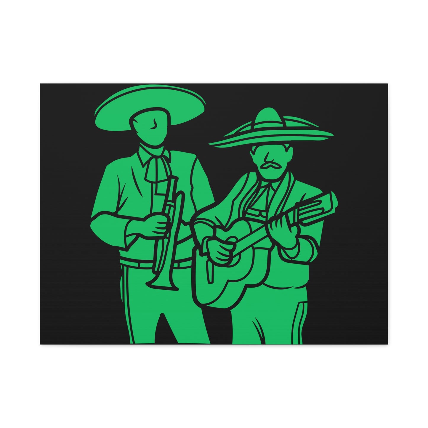 Green Mariachi Duet Matte Canvas, Stretched, 1.25"