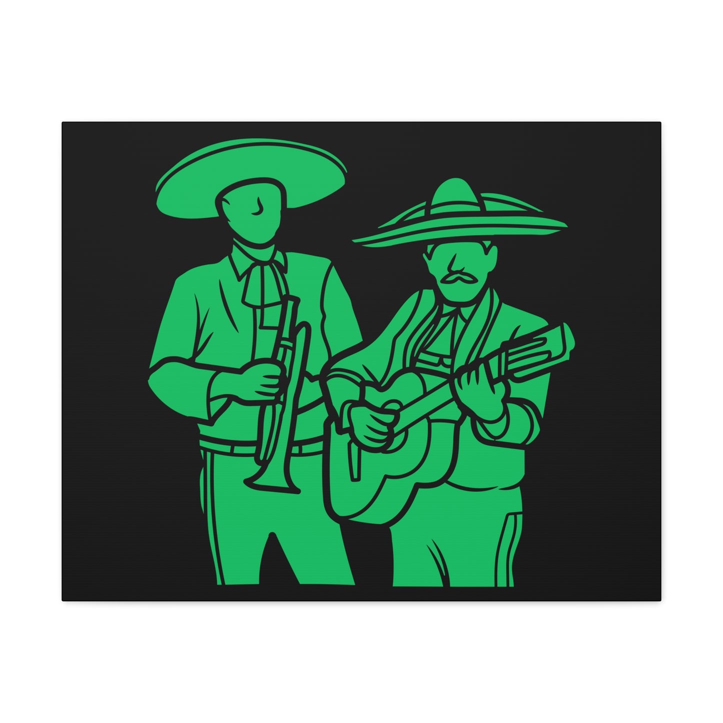 Green Mariachi Duet Matte Canvas, Stretched, 1.25"