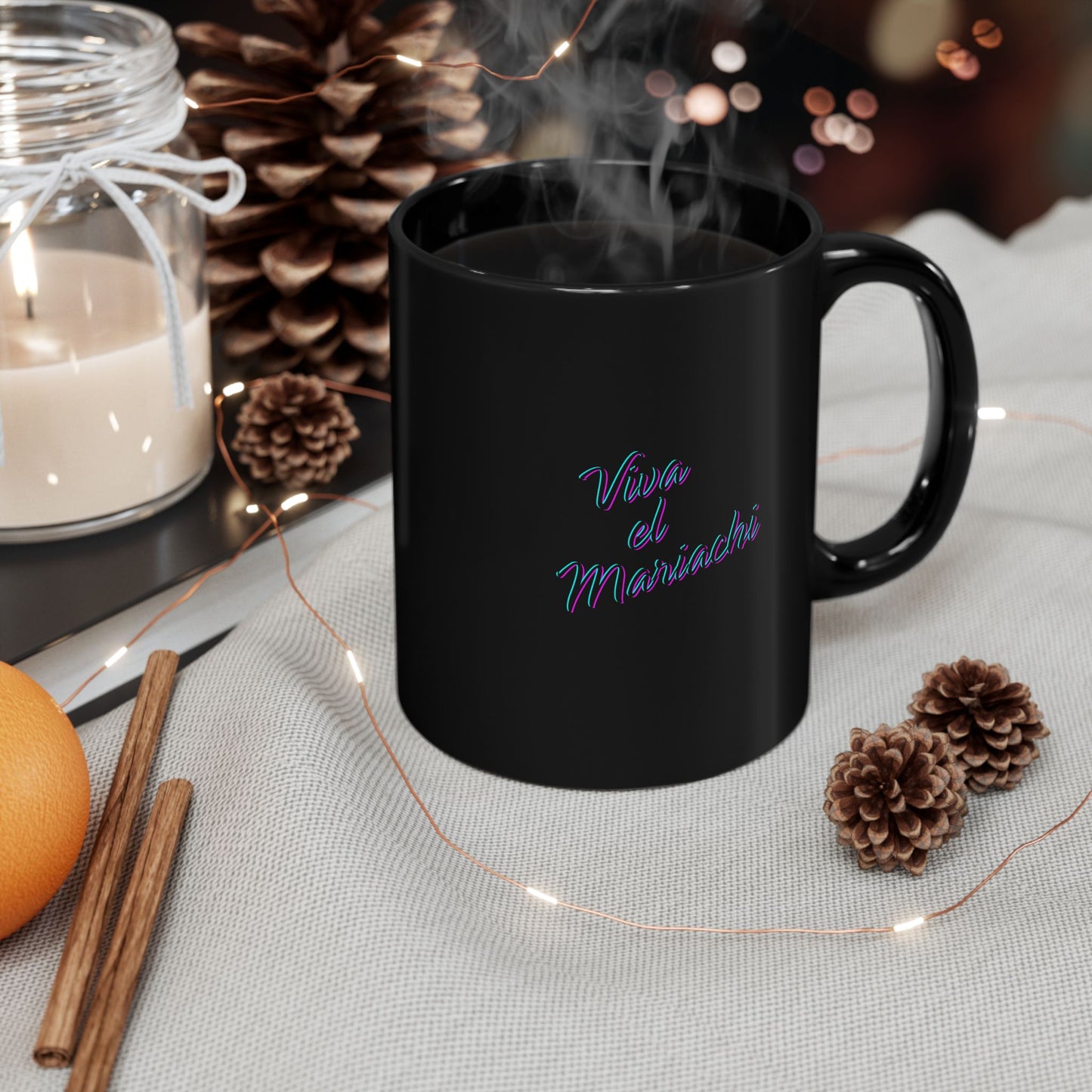 Neon Viva El Mariachi Black Mug (11oz, 15oz)