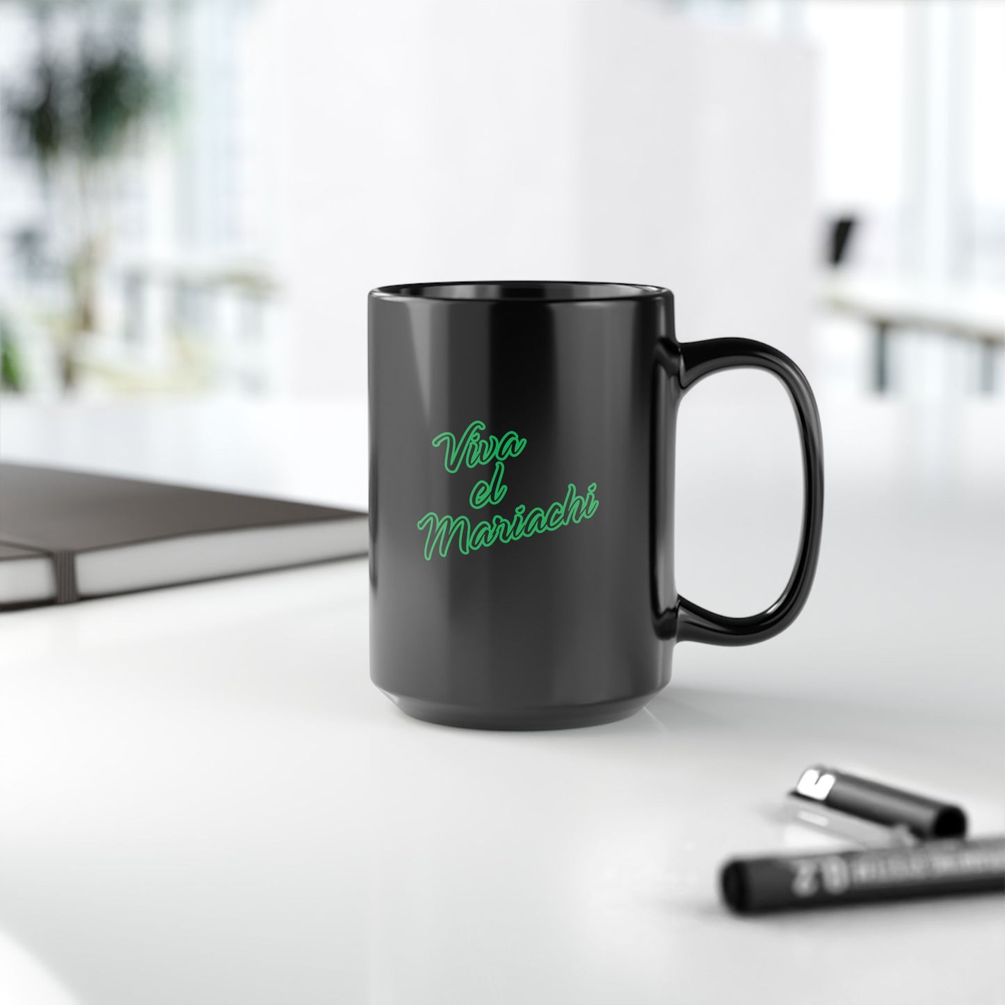 Green Viva El Mariachi Black Mug (11oz, 15oz)