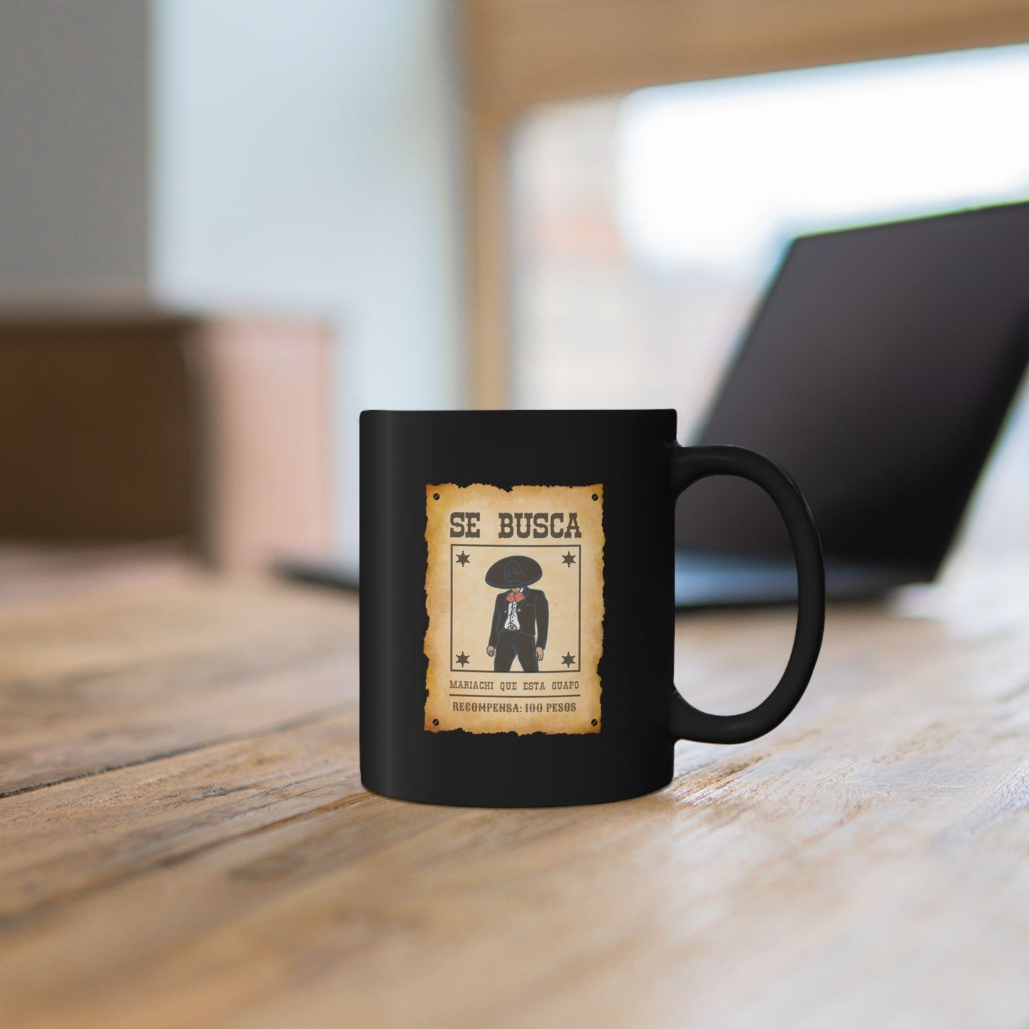 Wanted Mariachi Guapo Black Mug (11oz, 15oz)