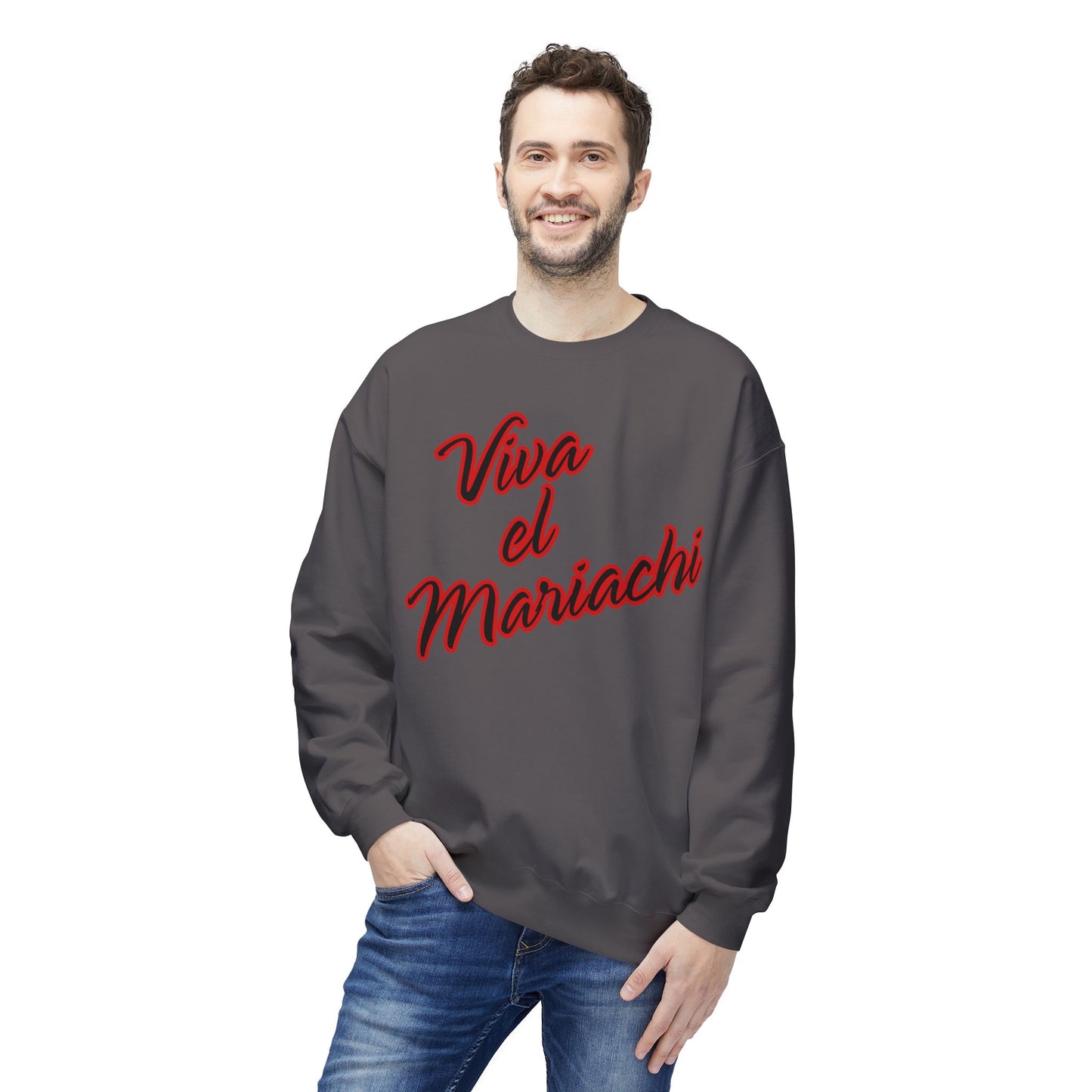 Red Viva El Mariachi Unisex Midweight Softstyle Fleece Crewneck Sweatshirt