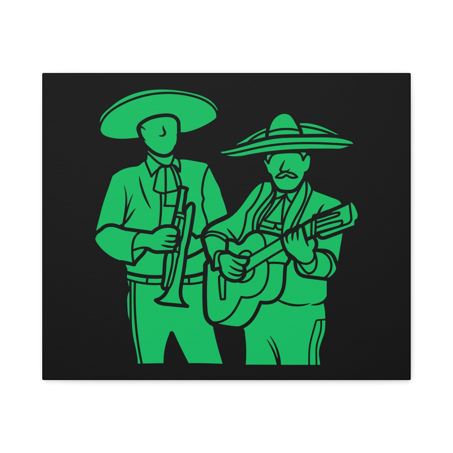 Green Mariachi Duet Matte Canvas, Stretched, 1.25"