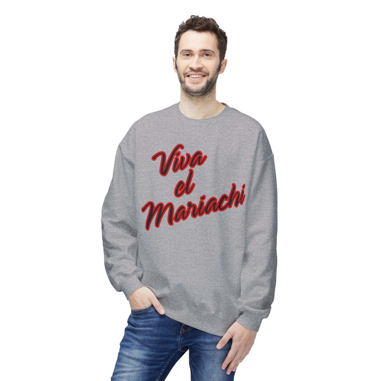 Red Viva El Mariachi Unisex Midweight Softstyle Fleece Crewneck Sweatshirt