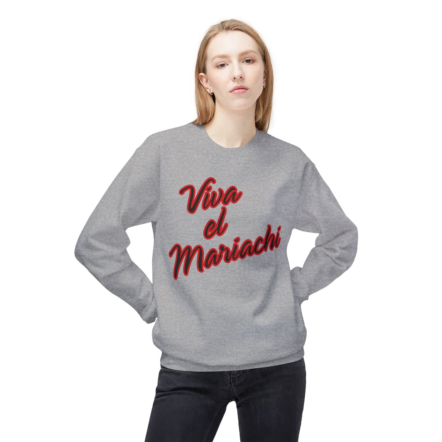 Red Viva El Mariachi Unisex Midweight Softstyle Fleece Crewneck Sweatshirt