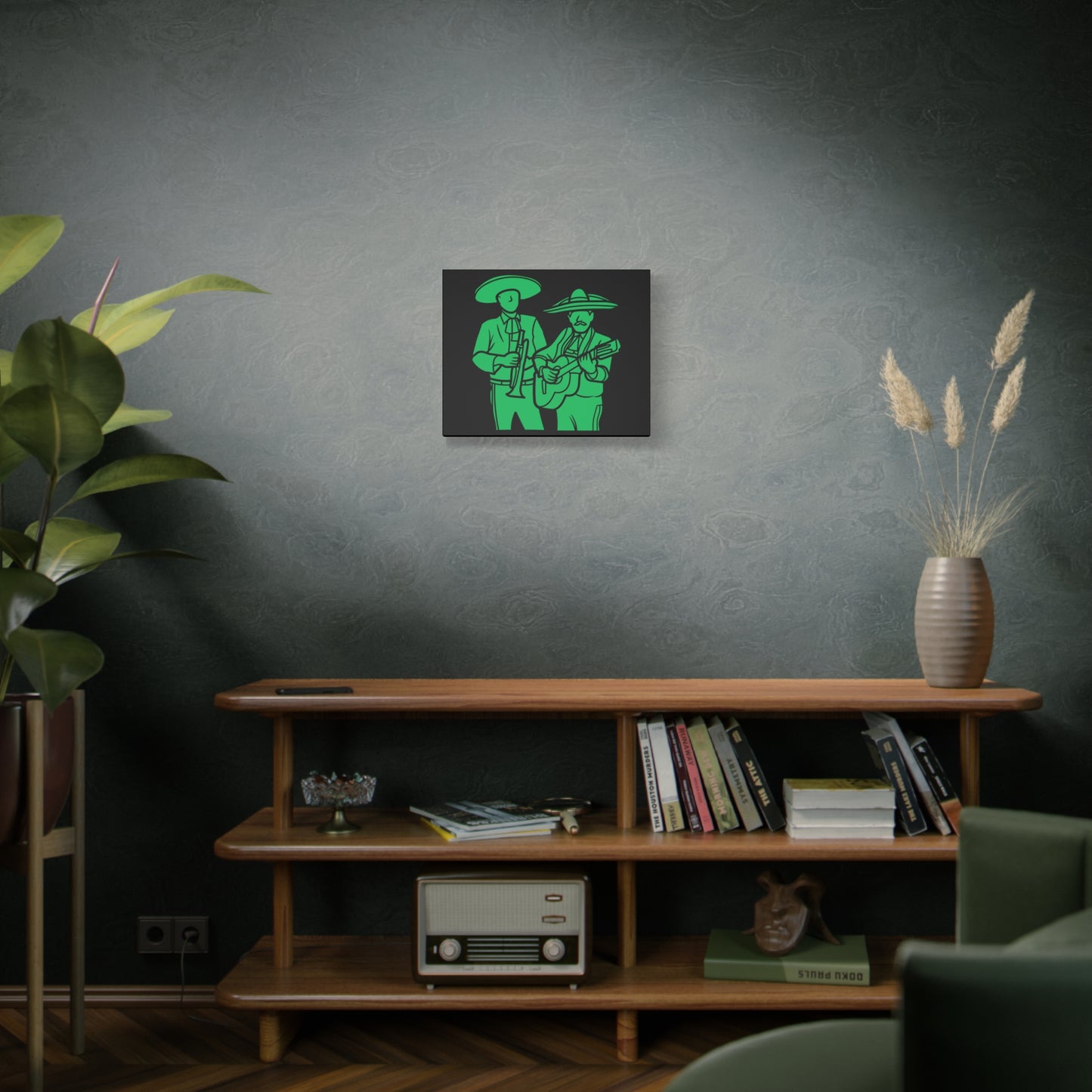 Green Mariachi Duet Matte Canvas, Stretched, 1.25"