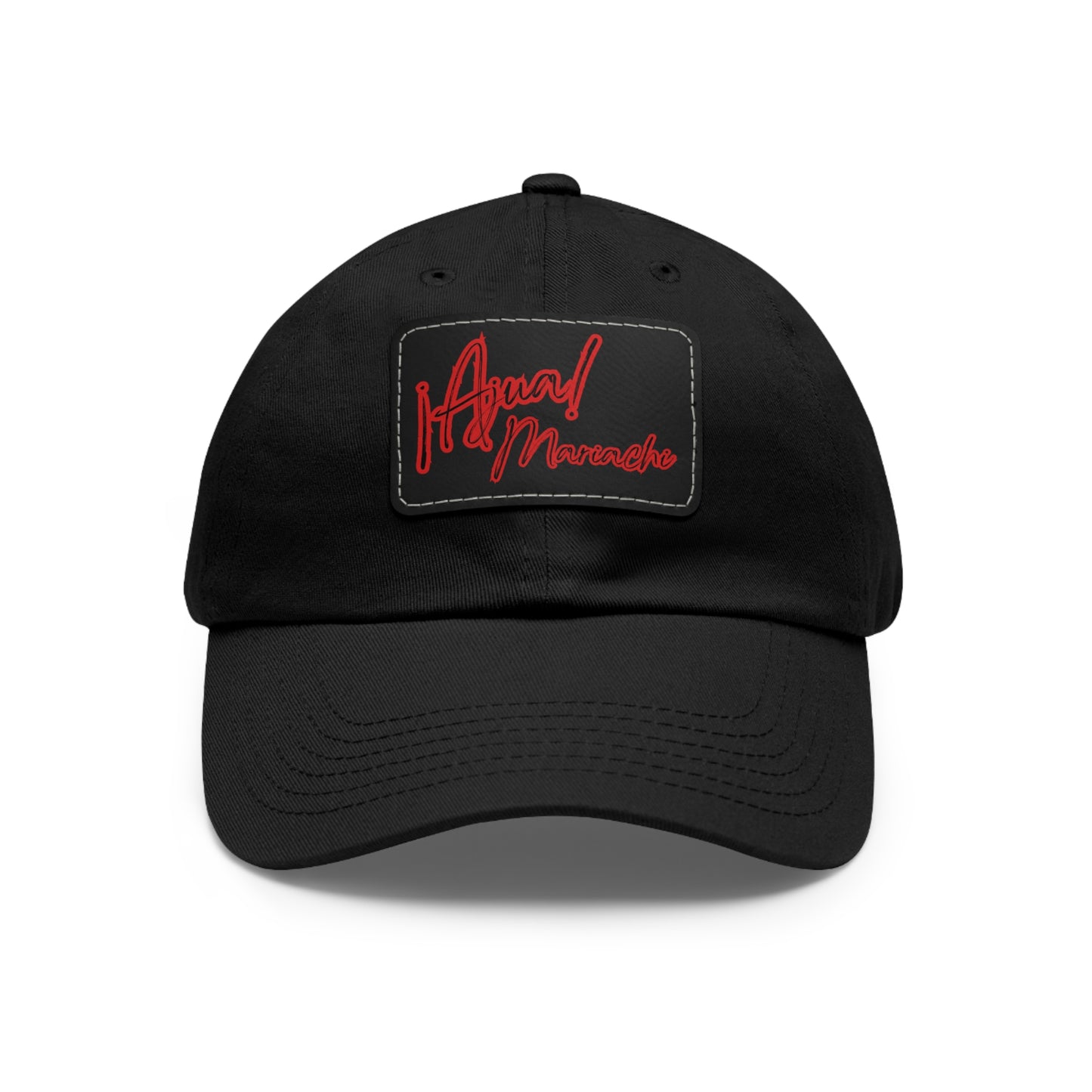 Red Ajua Dad Hat with Leather Patch (Rectangle)