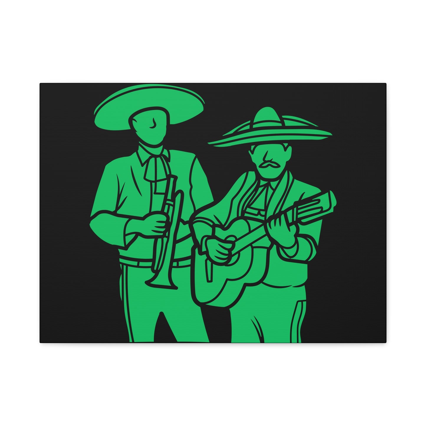 Green Mariachi Duet Matte Canvas, Stretched, 1.25"