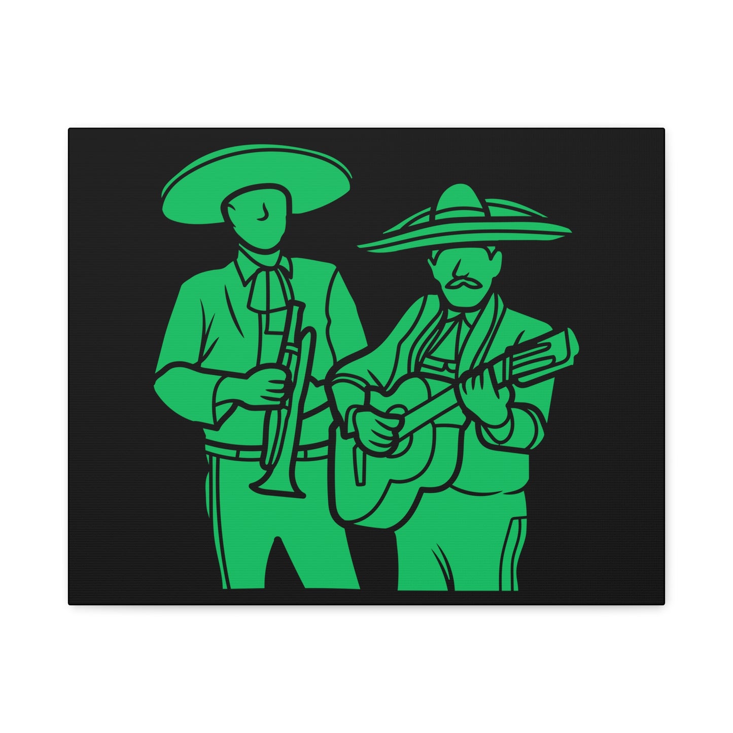 Green Mariachi Duet Matte Canvas, Stretched, 1.25"
