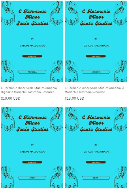 C Harmonic Minor Scale Studies Set Paperback