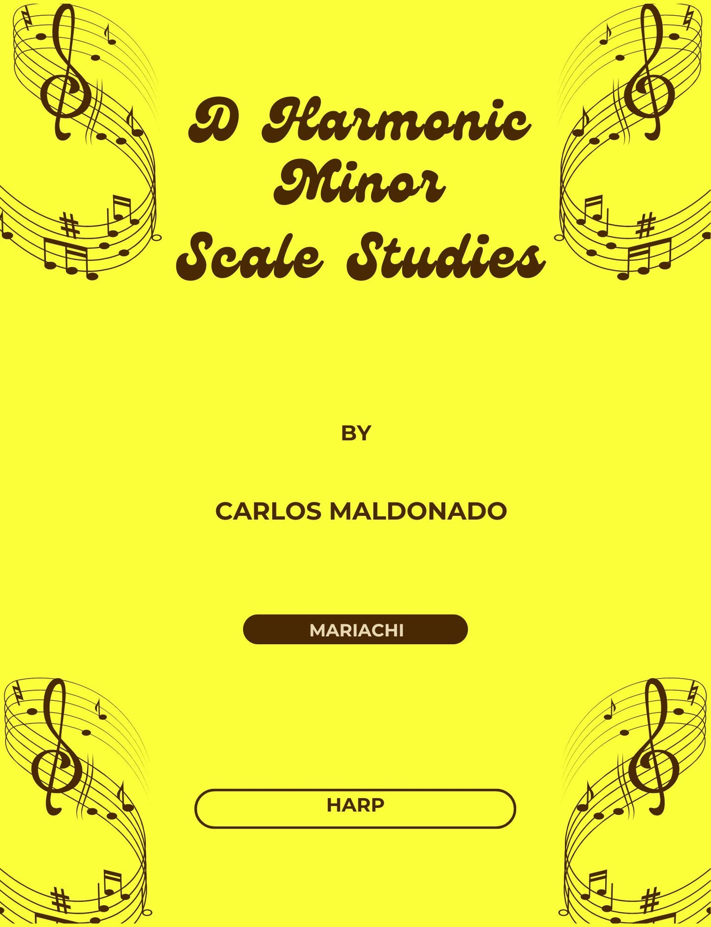 D Harmonic Minor Scale Studies Harp Paperback