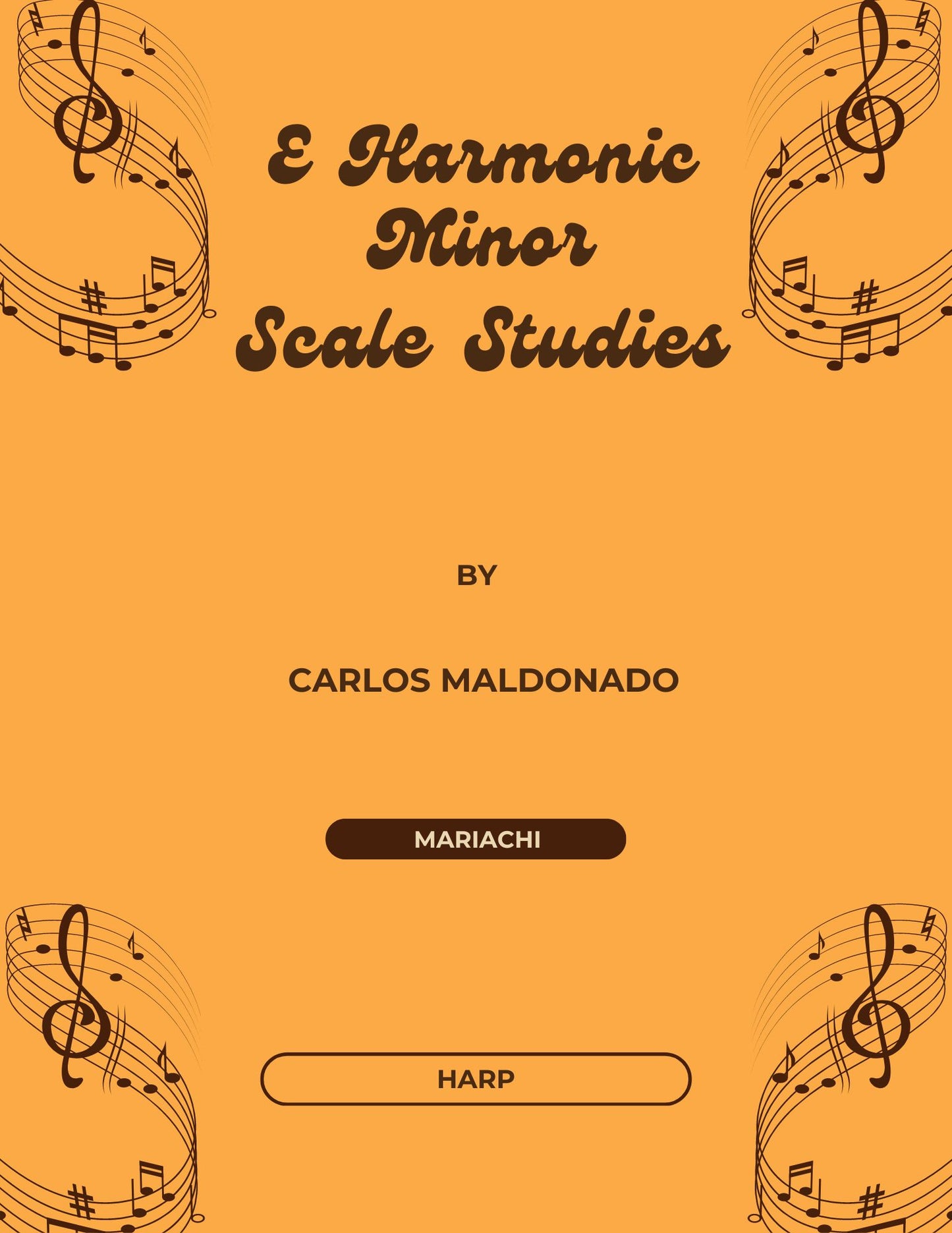 E Harmonic Minor Scale Studies Harp Paperback