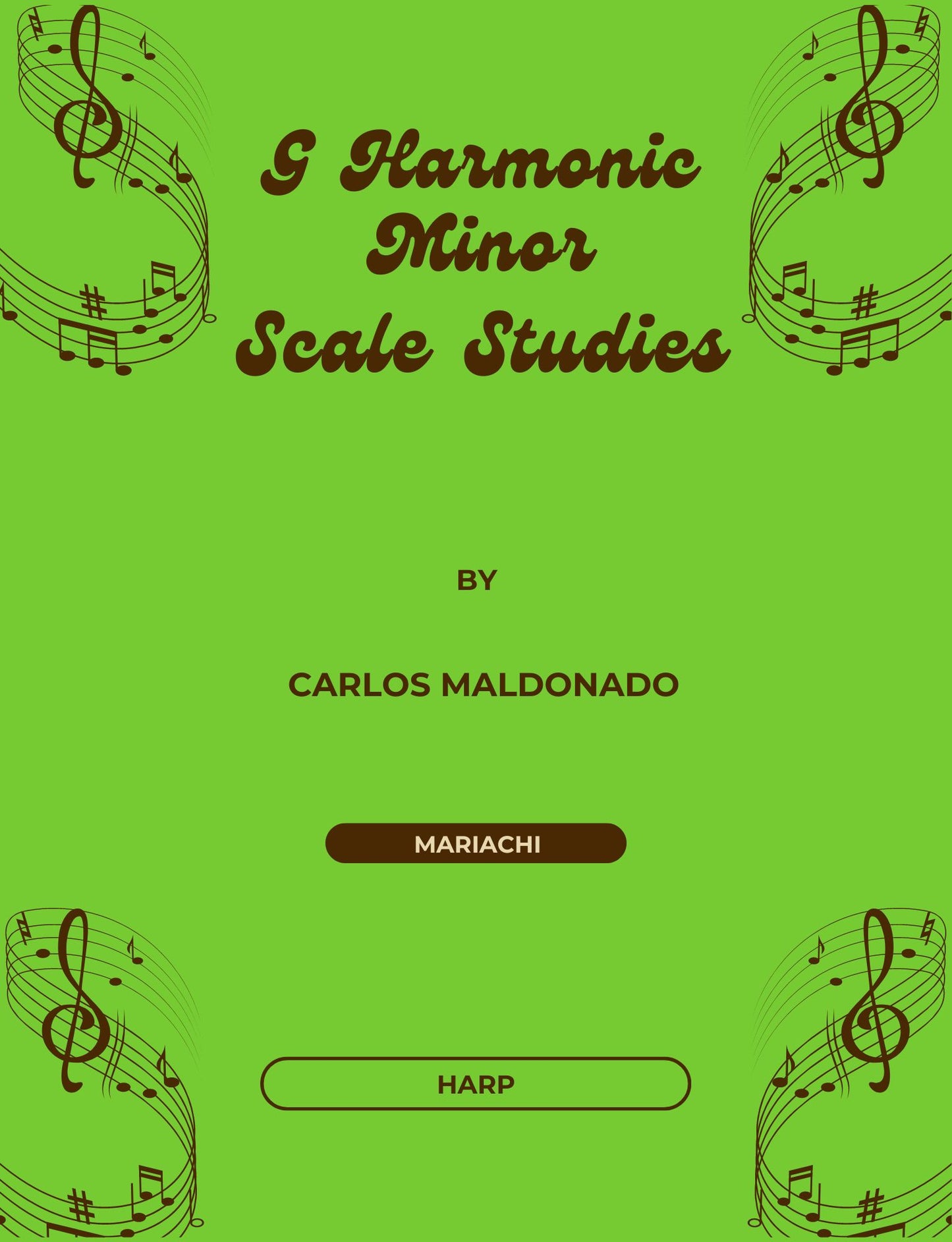 G Harmonic Minor Scale Studies Harp Paperback