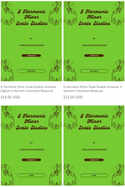 G Harmonic Minor Scale Studies Set Paperback