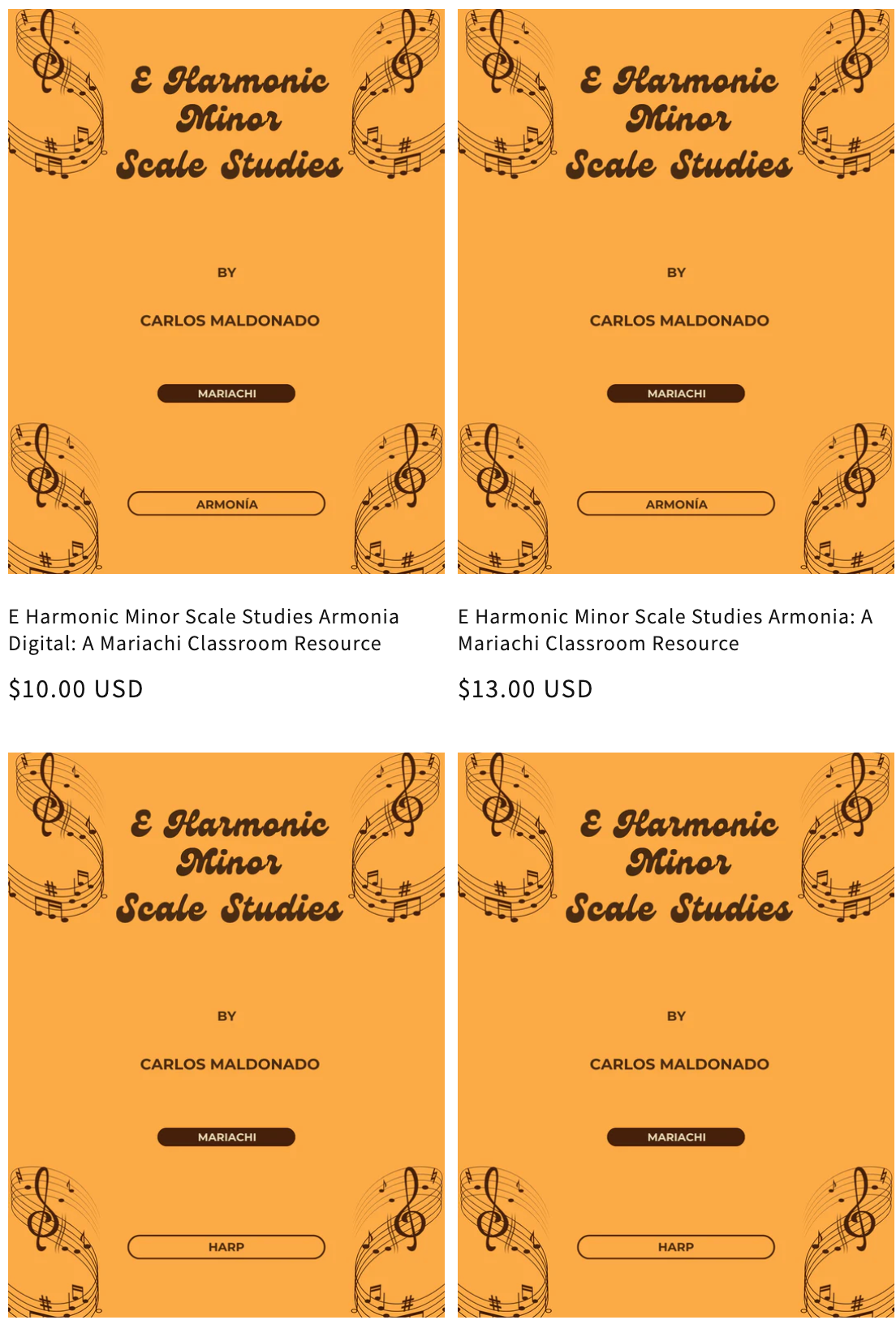 E Harmonic Minor Scale Studies Set Paperback