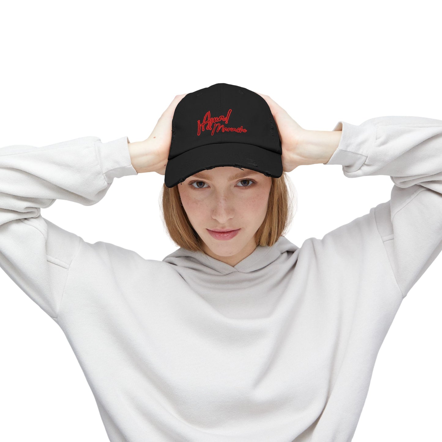 Red Unisex Distressed Cap