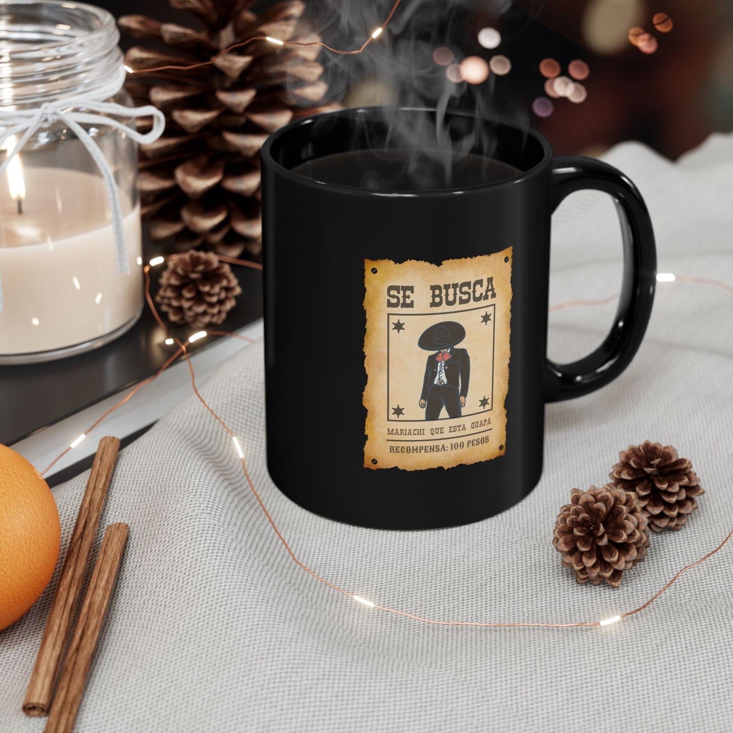 Wanted Mariachi Guapa Black Mug (11oz, 15oz)