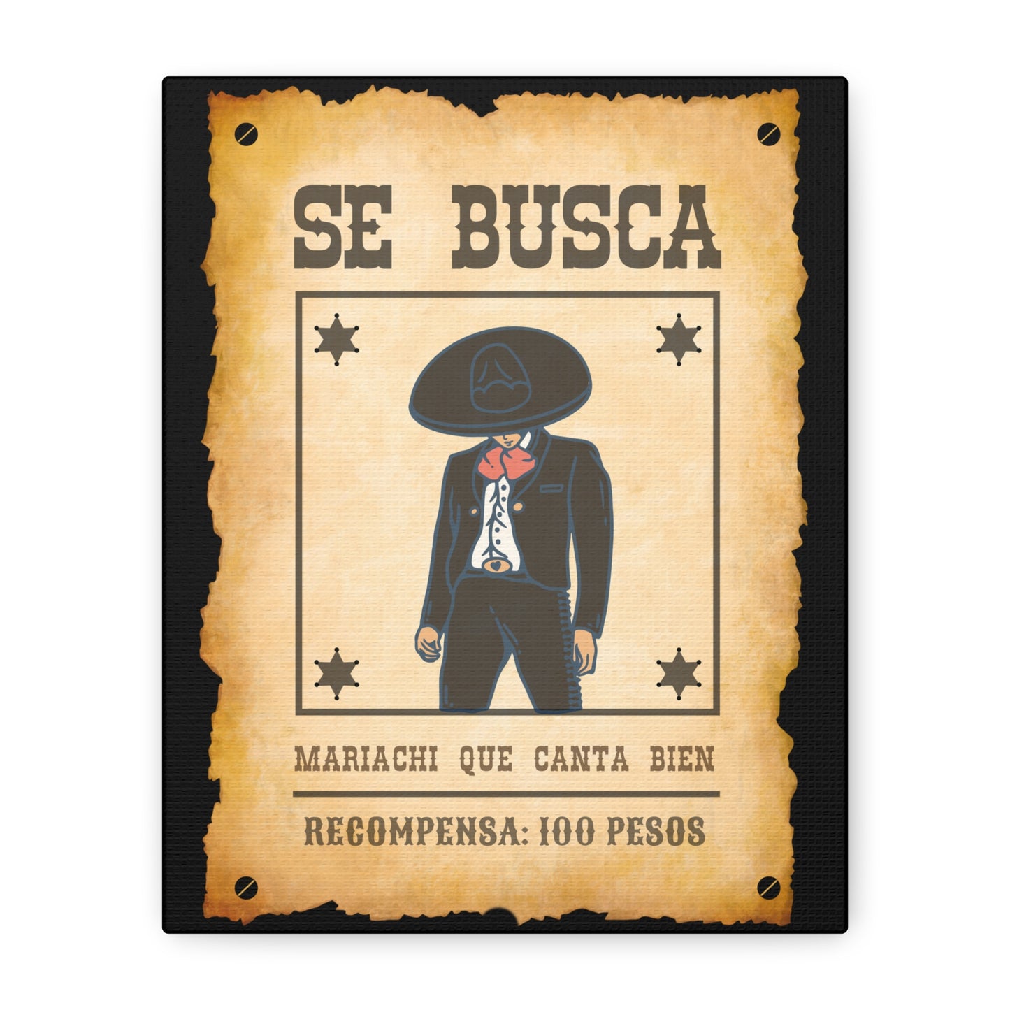 Wanted Mariachi Canta Matte Canvas, Stretched, 1.25"