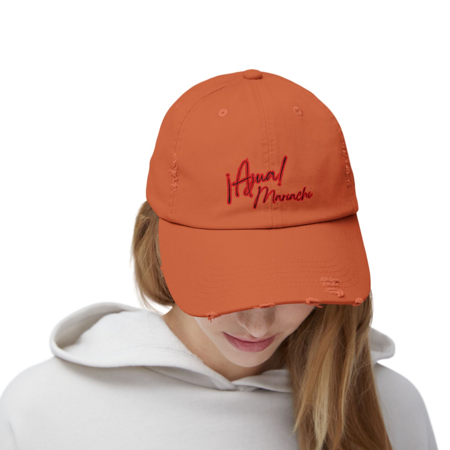 Red Unisex Distressed Cap