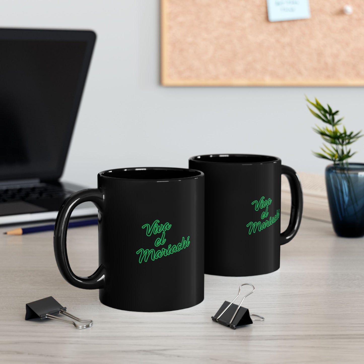 Green Viva El Mariachi Black Mug (11oz, 15oz)