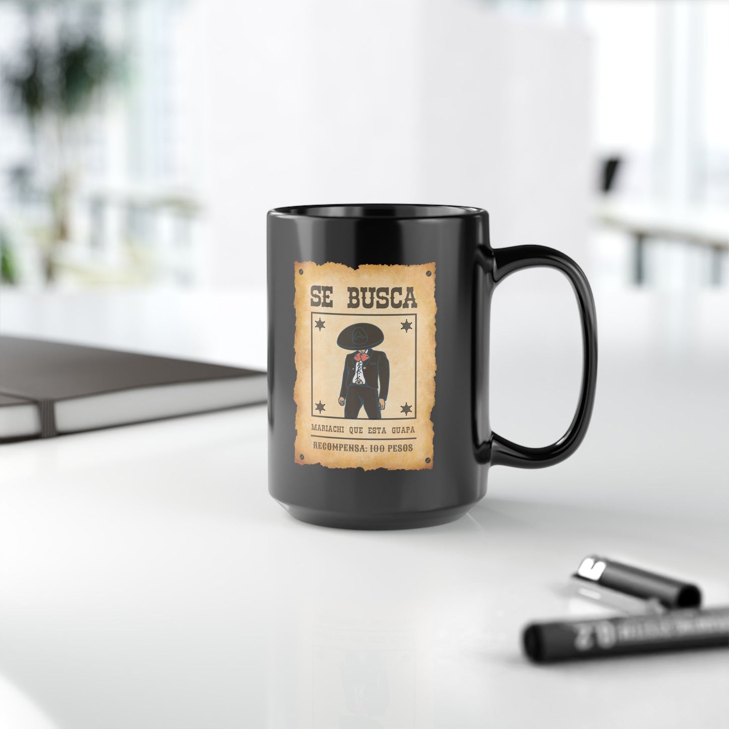 Wanted Mariachi Guapa Black Mug (11oz, 15oz)