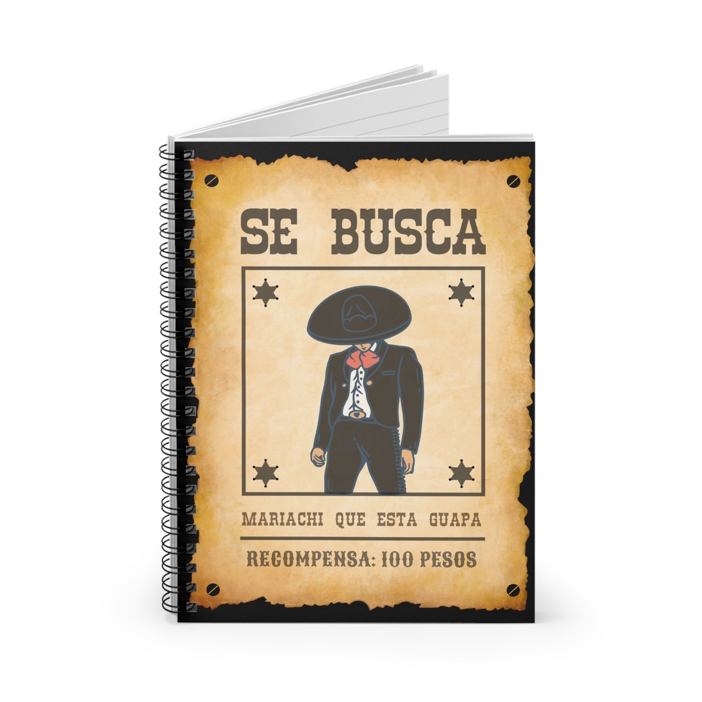 Wanted Mariachi Guapa Spiral Notebook - Ruled Line