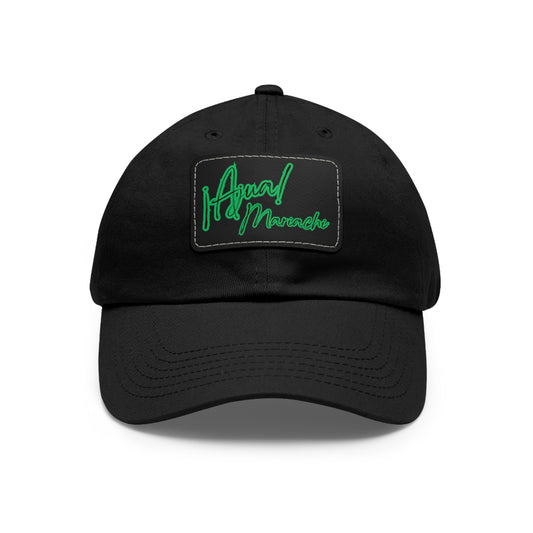 Green Ajua Dad Hat with Leather Patch (Rectangle)