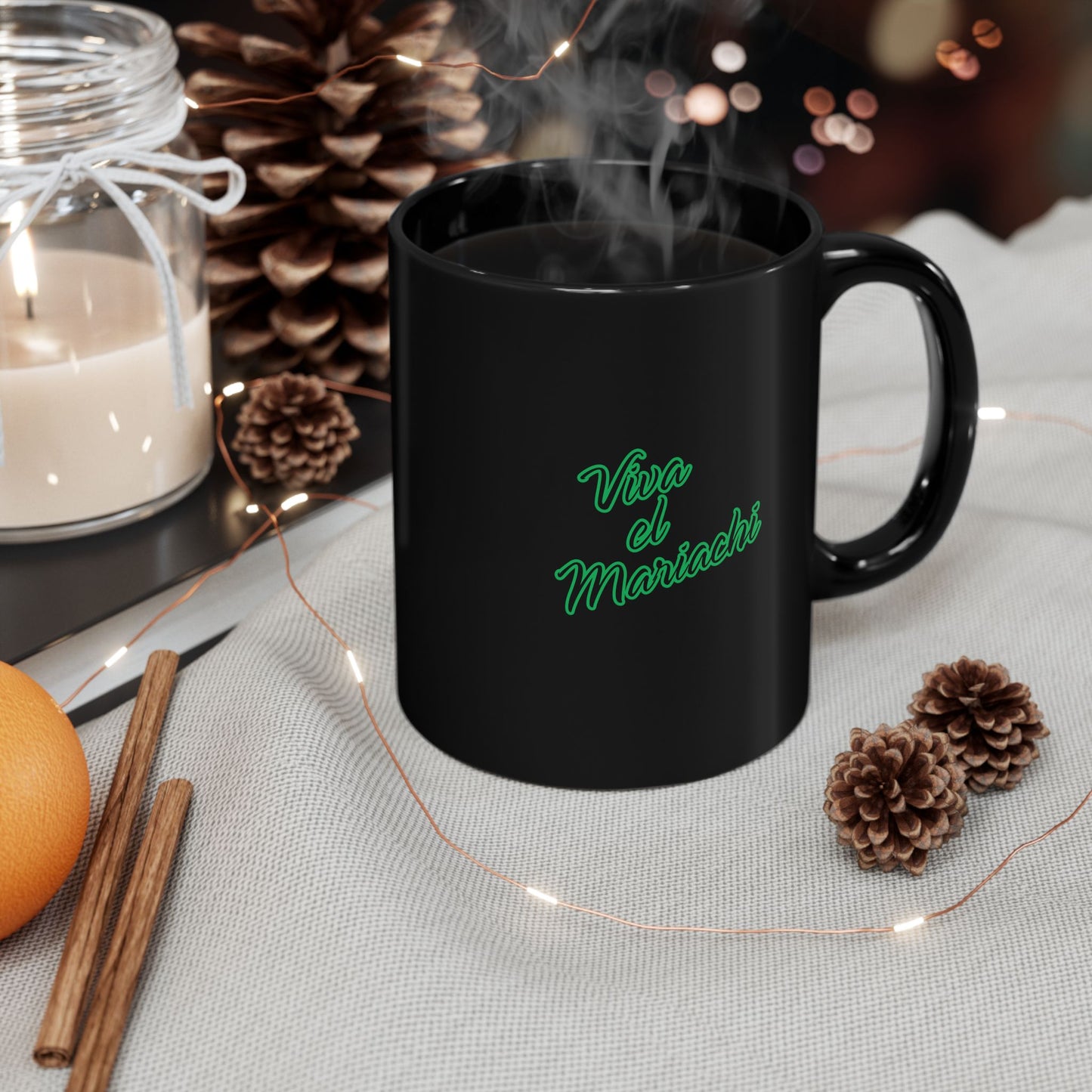 Green Viva El Mariachi Black Mug (11oz, 15oz)