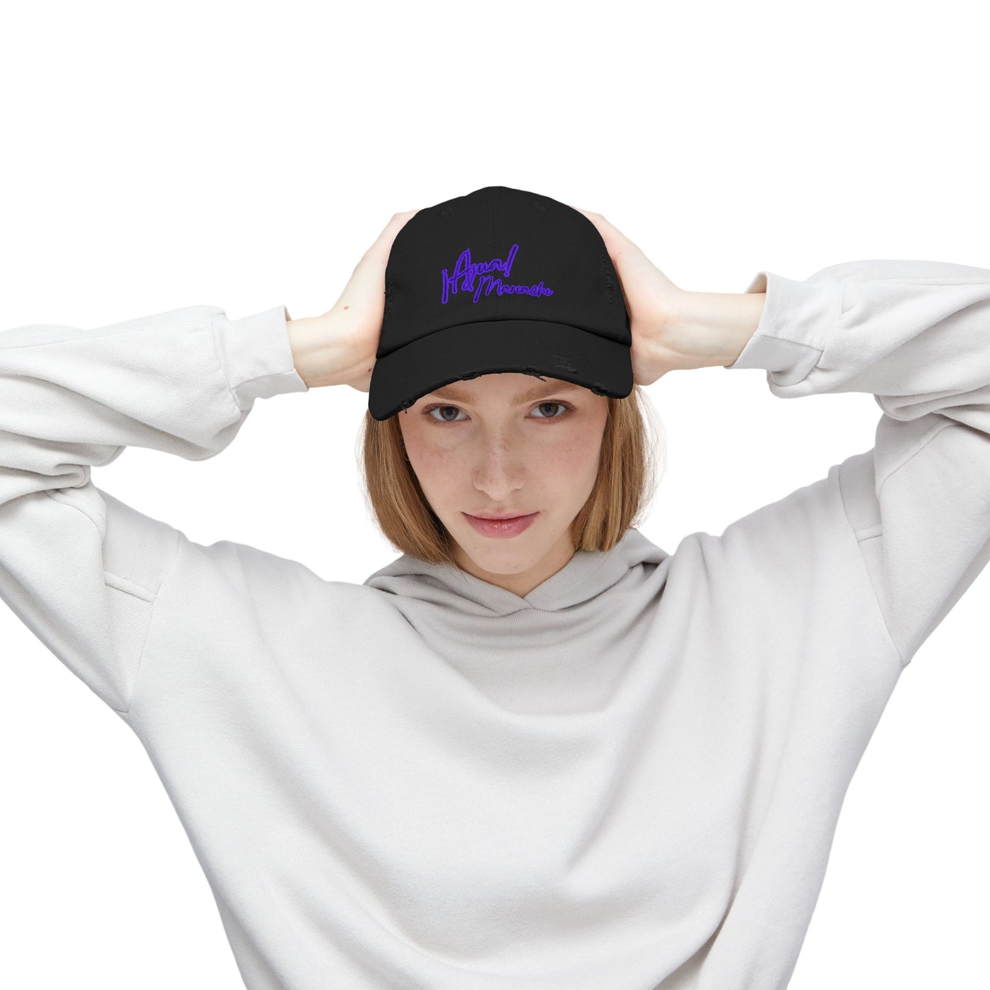 Purple Unisex Distressed Cap