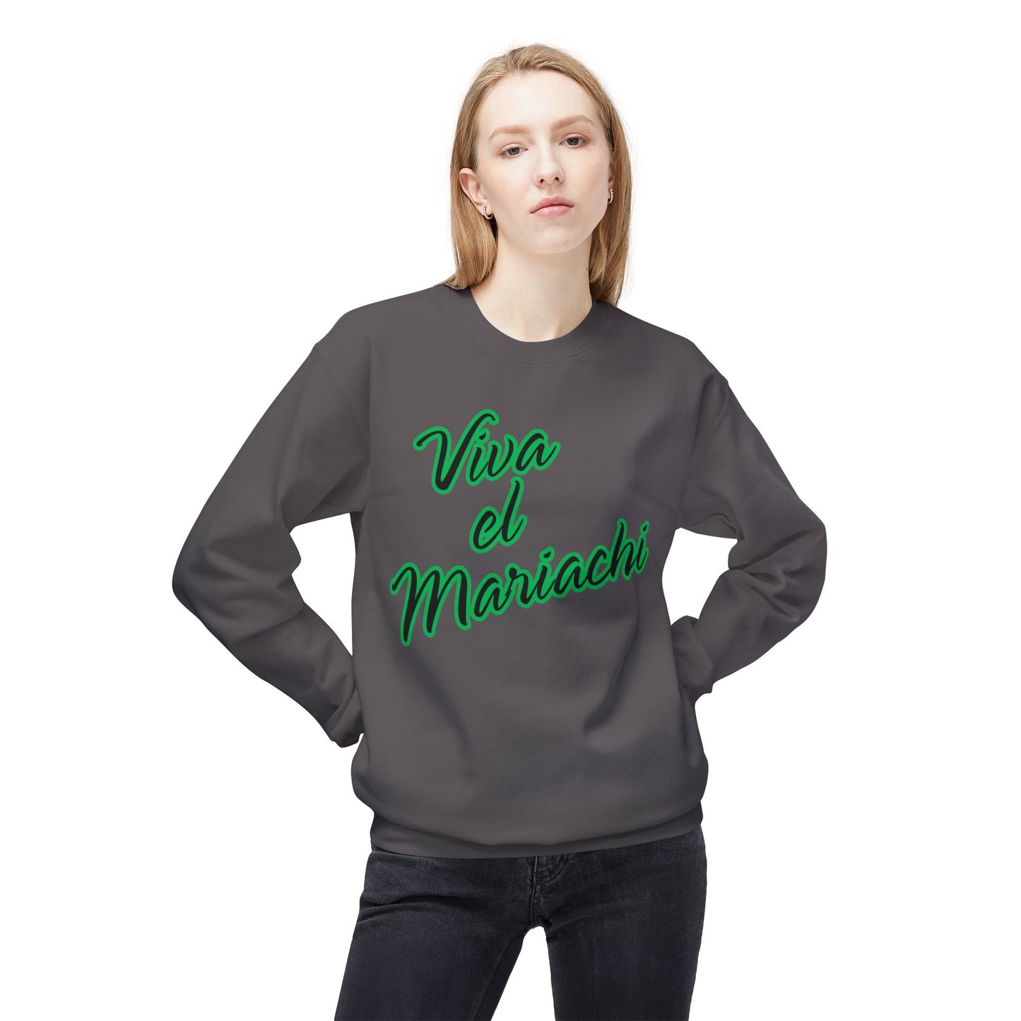 Green Viva El Mariachi Unisex Midweight Softstyle Fleece Crewneck Sweatshirt