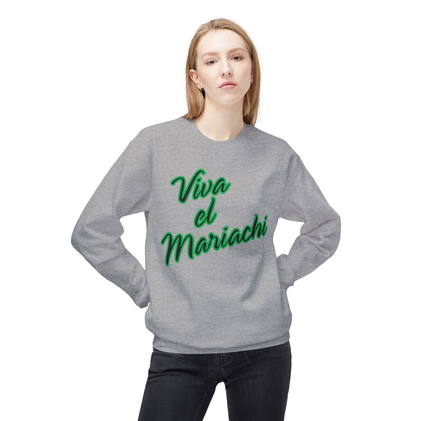 Green Viva El Mariachi Unisex Midweight Softstyle Fleece Crewneck Sweatshirt