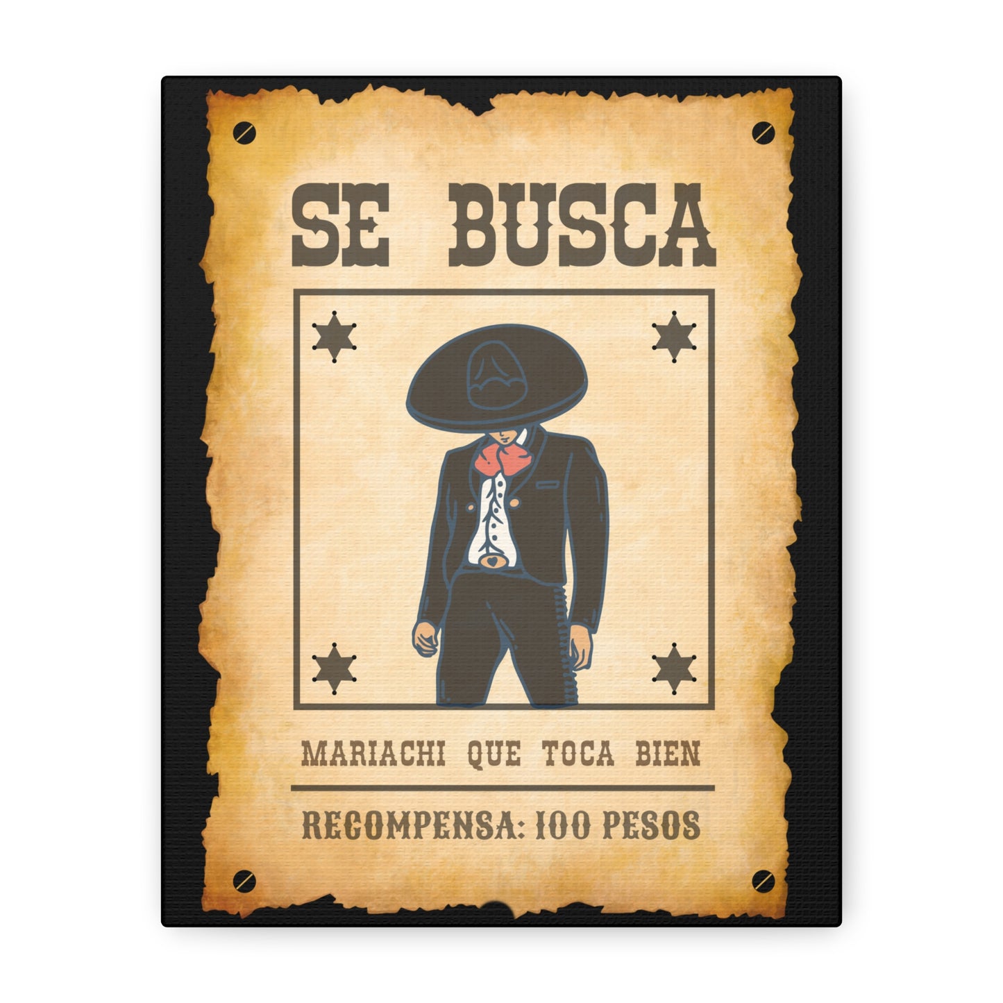 Wanted Mariachi Toca Matte Canvas, Stretched, 1.25"