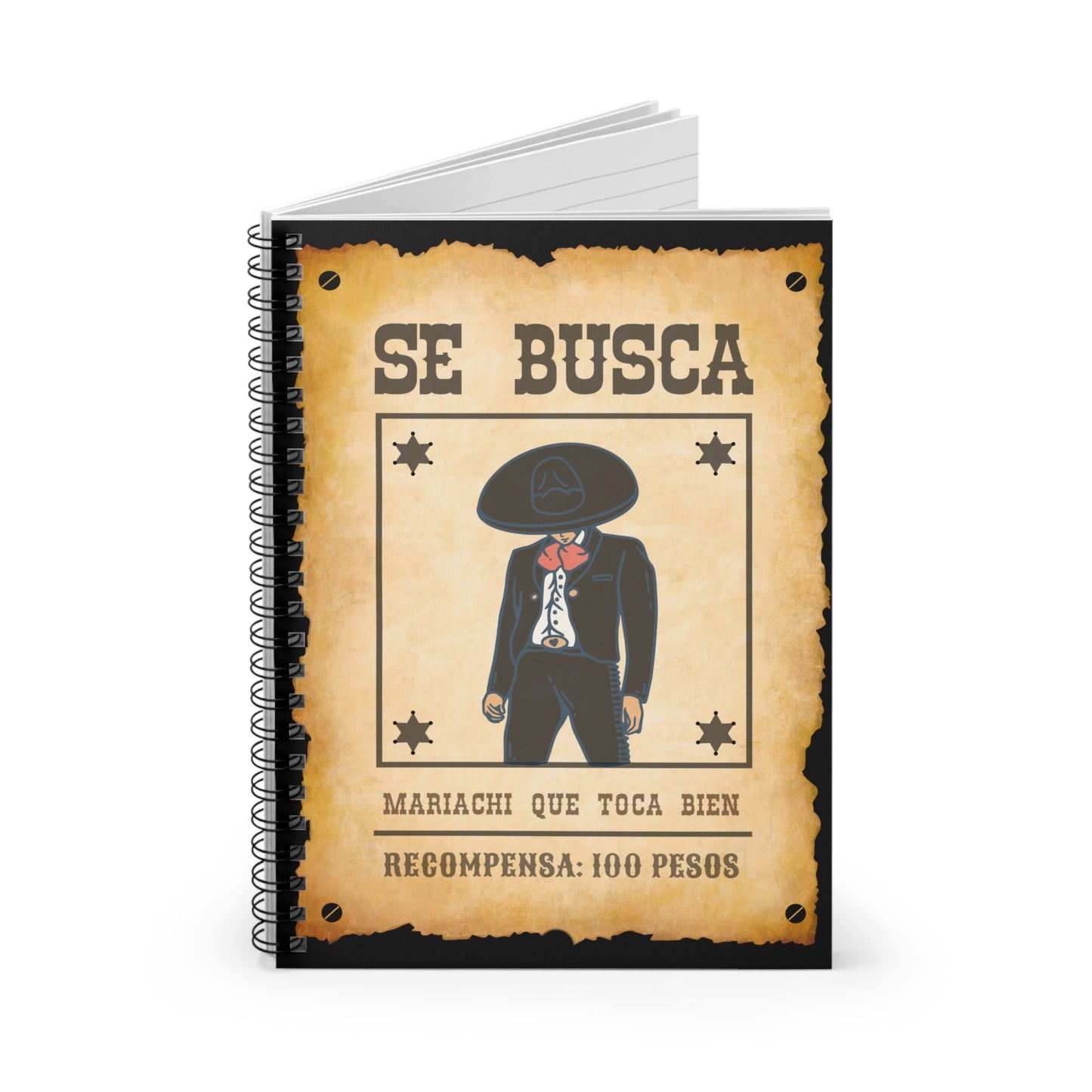 Wanted Mariachi Toca Spiral Notebook - Ruled Line