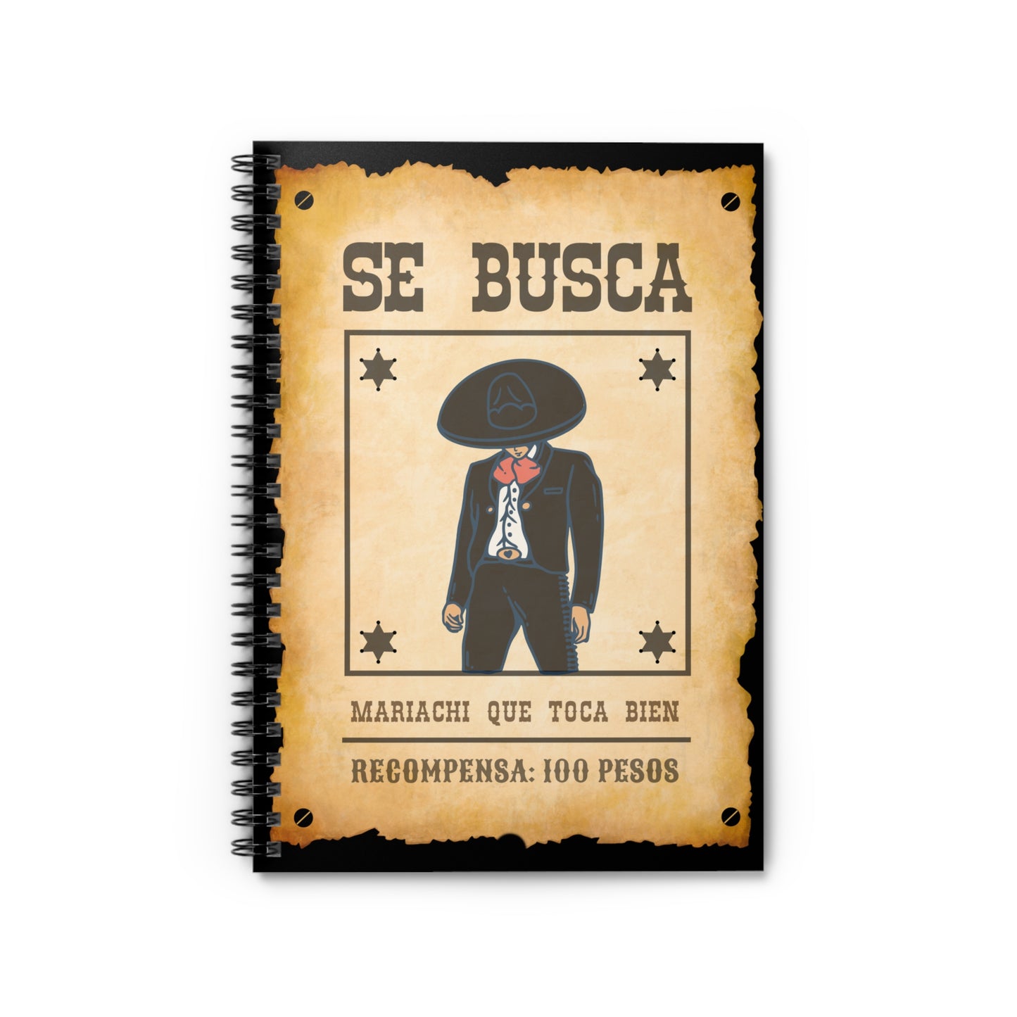 Wanted Mariachi Toca Spiral Notebook - Ruled Line