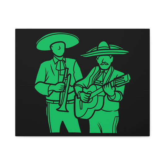 Green Mariachi Duet Matte Canvas, Stretched, 1.25"