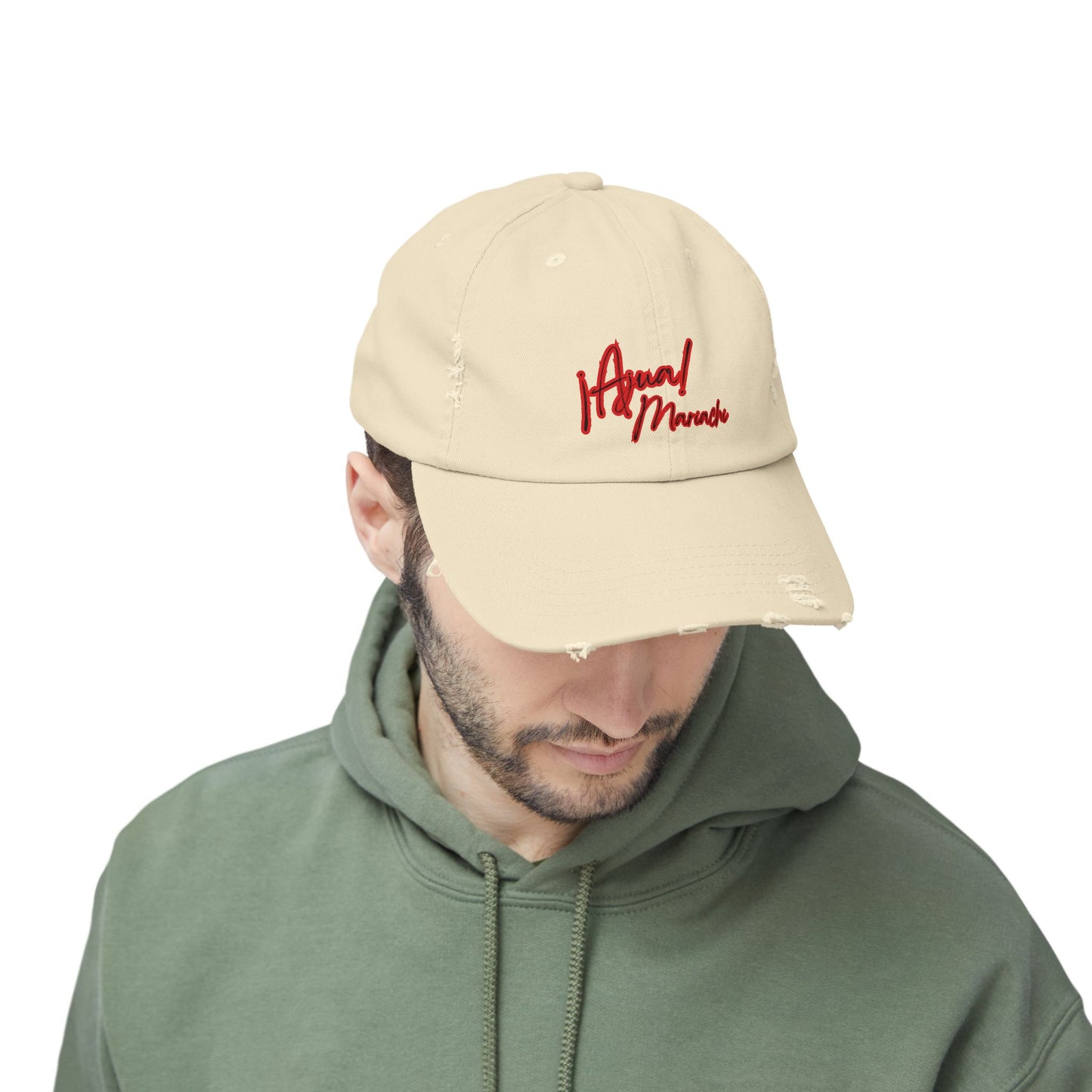 Red Unisex Distressed Cap